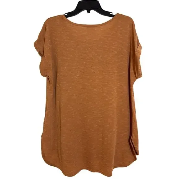 Tru Self 1X Butterfly T-shirt, Cap Sleeves High Low, Scoop Hem Rusty Orange - Picture 5 of 5